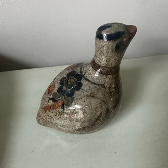 Tonala Mexican pottery bird hand painted - Picture 4 of 10